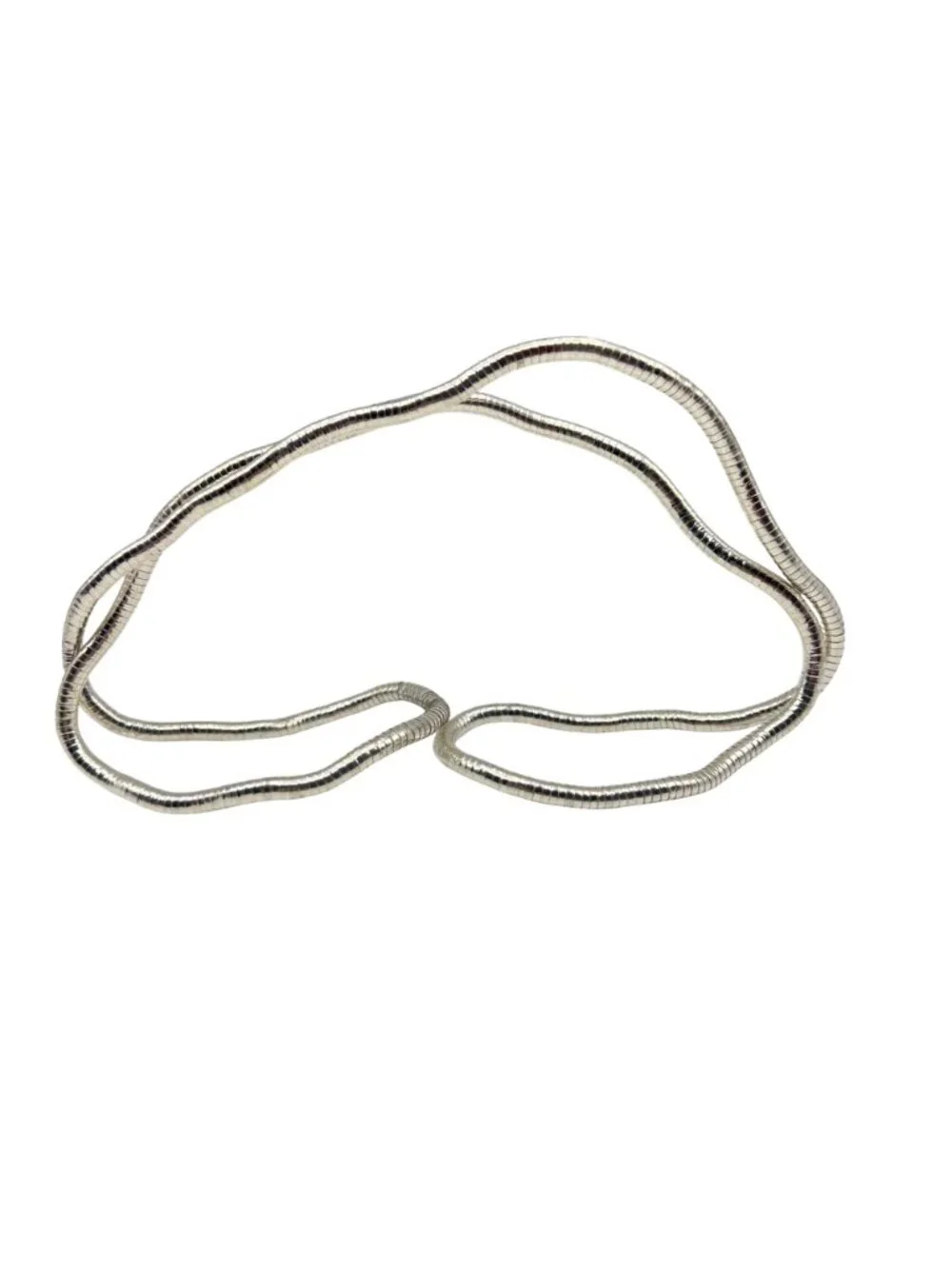 Flexible Bendable Snake Chain Necklace 32" Silver Tone Sculptural Bracelet - Picture 7 of 7